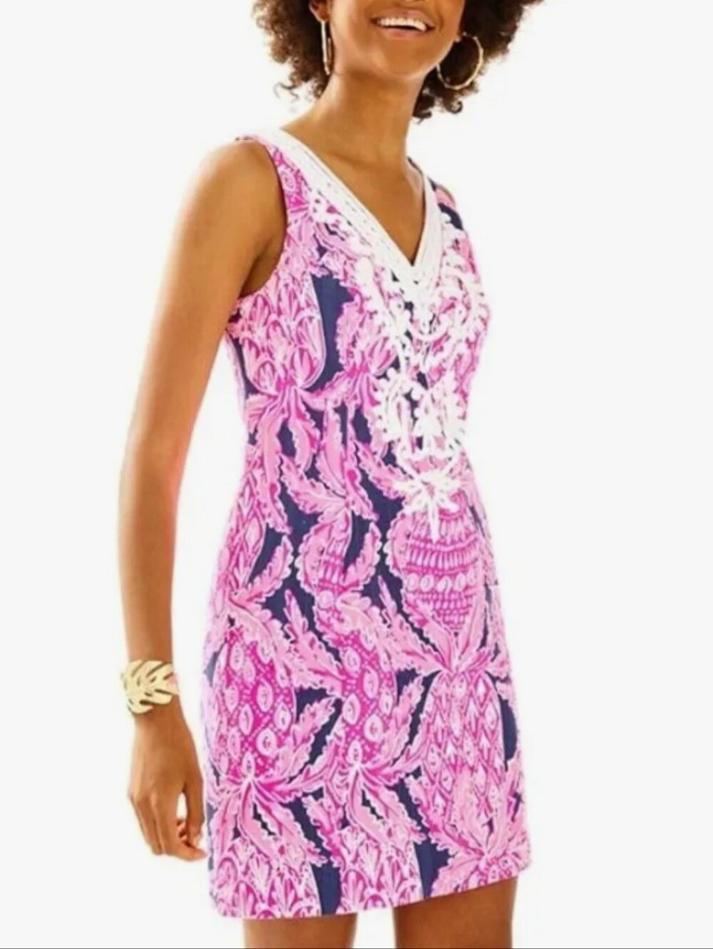 Lilly Pulitzer Gabby Shift Dress In Coco Safari Size 12 Pineapple